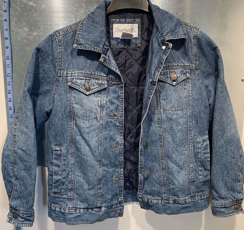 Truckers Jean Jacket Denim Quilted Lining Button Up S Cotton Blend Chadwick's